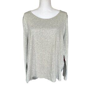 Vince Camuto Top Shirt Women XL Cotton Rayon Gray Front Blue White Stripes Back